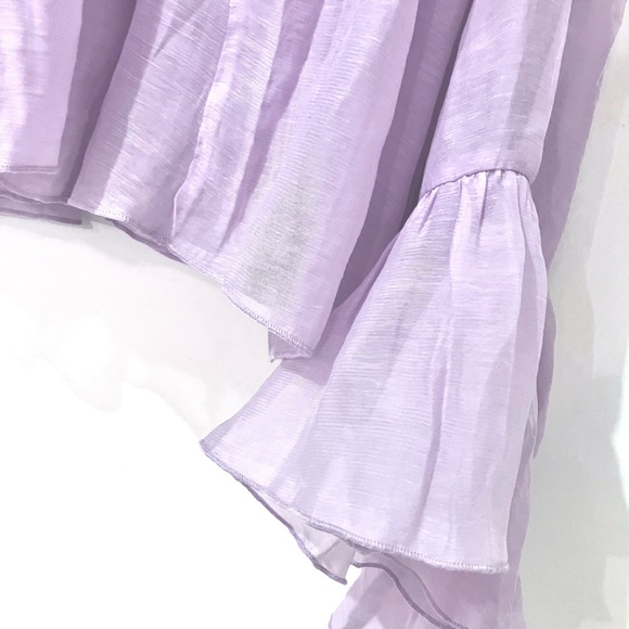Anthropologie Godet Boho Babydoll Sheer Ruffle Blouse Purple Lavender Size Large - Picture 9 of 15